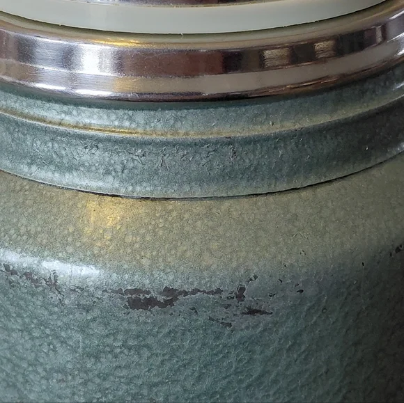Vintage Stanley Metallic Green Thermos W/ Brown Carrying Case - Picture 7 of 13